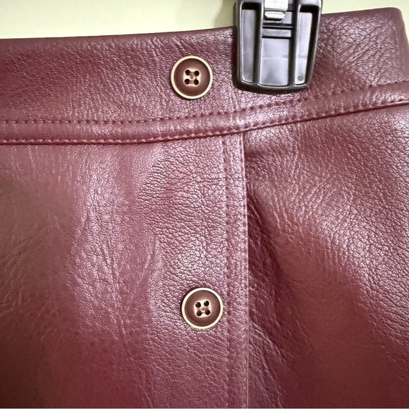 Ginasy Faux leather, a line, wrap , high waisted miniskirt burgundy - Picture 5 of 14